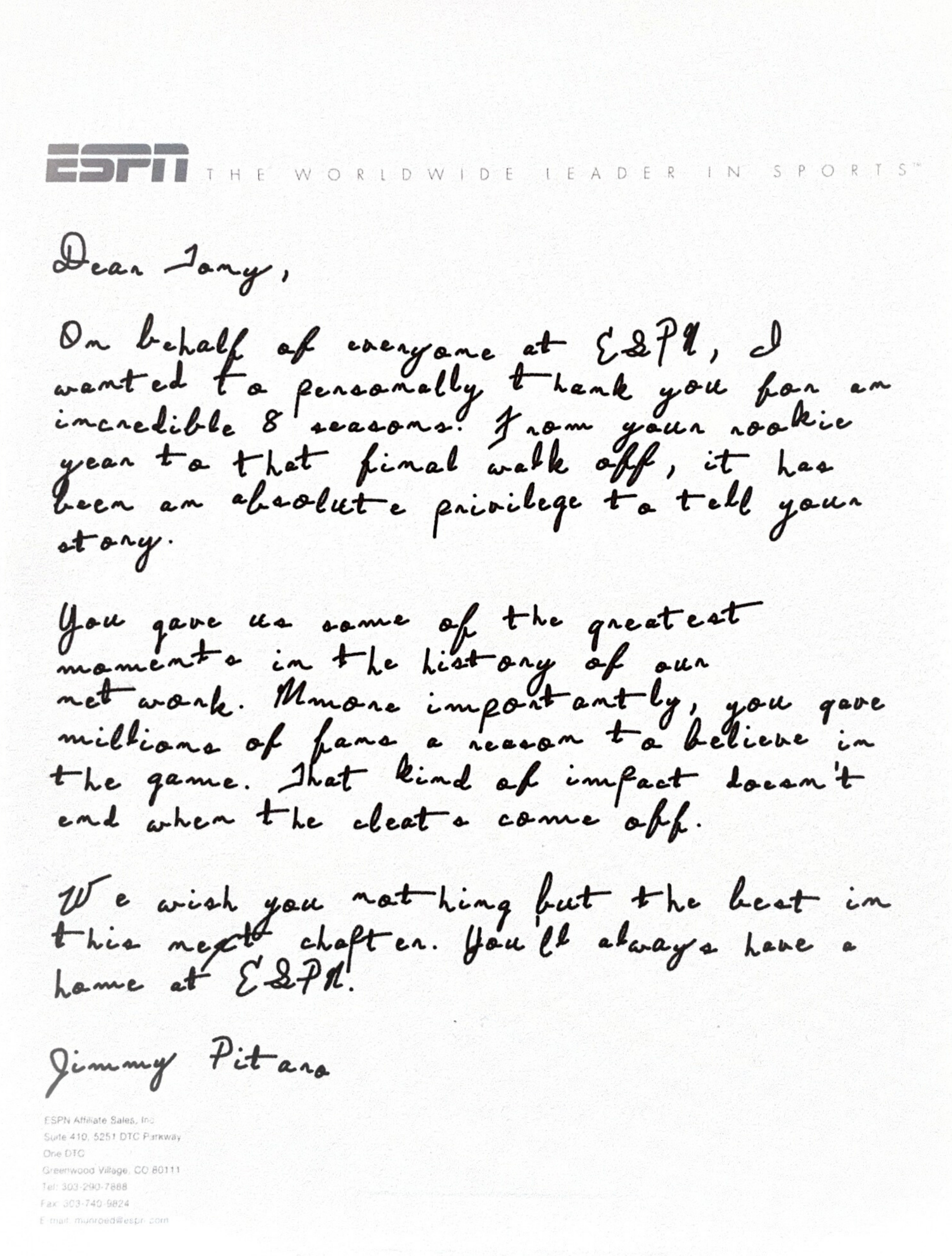 ESPN handwritten note sample