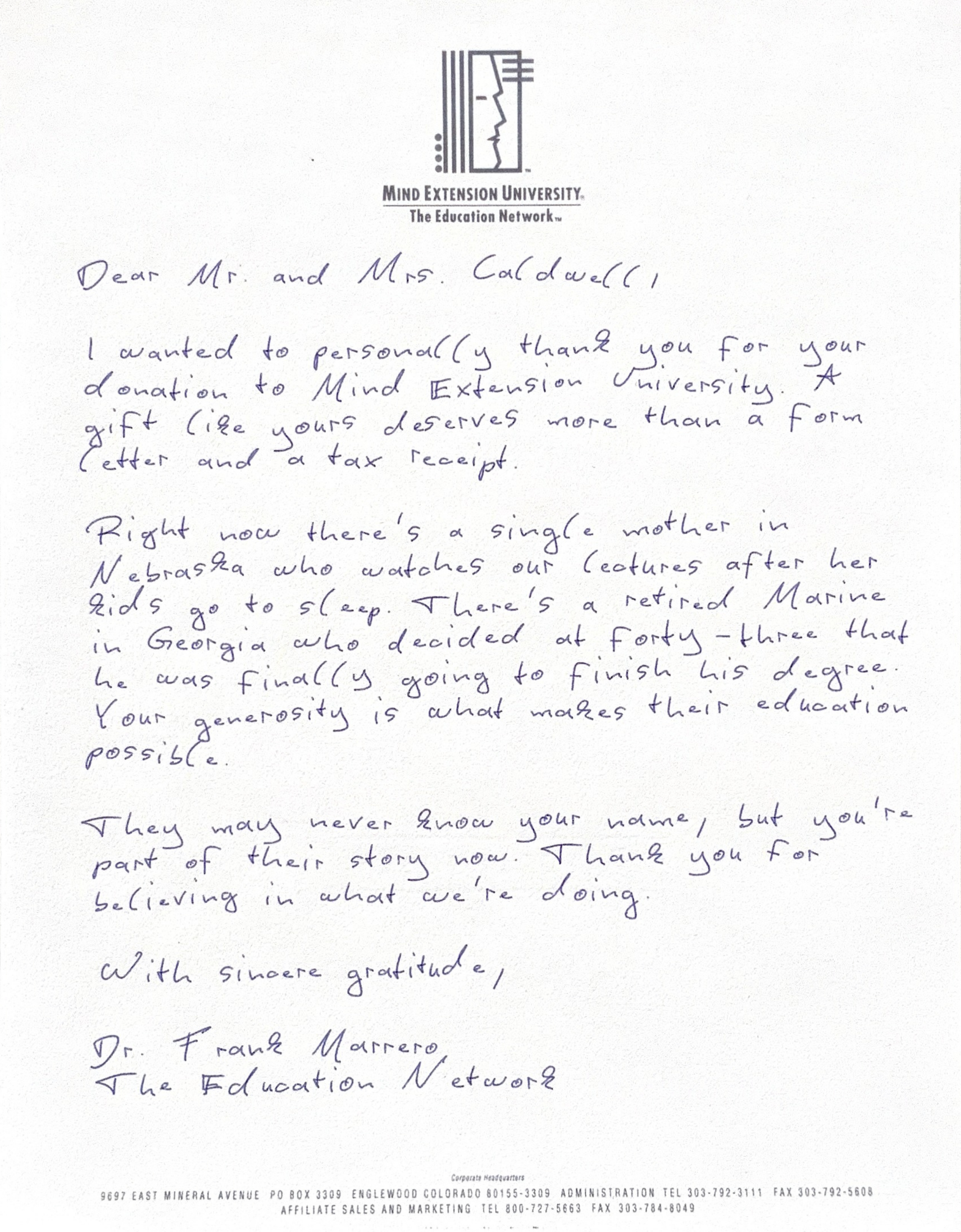 Mind Extension handwritten note sample